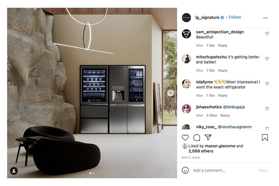 Instagram performance for LG Signature's social media campaign
