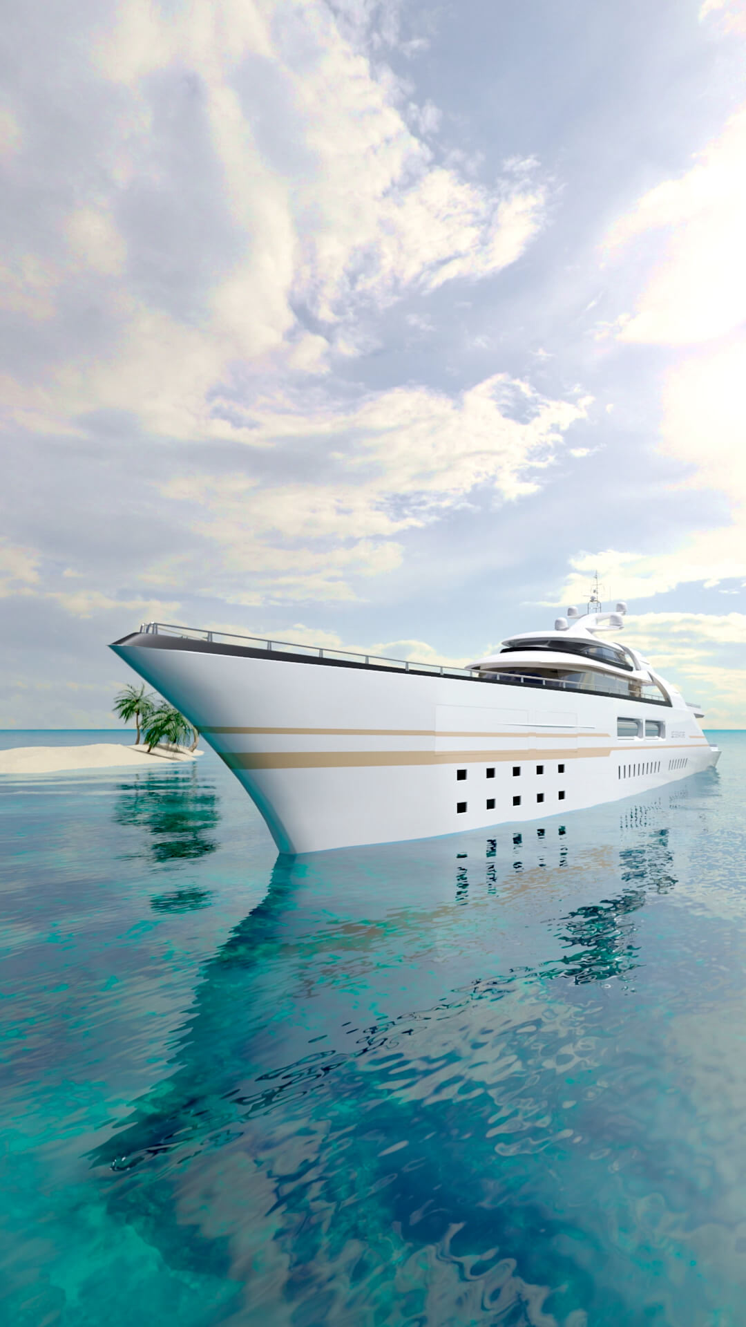 A 3D rendered yacht for a product marketing campaign