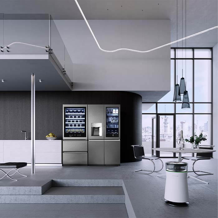 LG Signature refrigerator and wine cellar in a 3D Virtual Space
