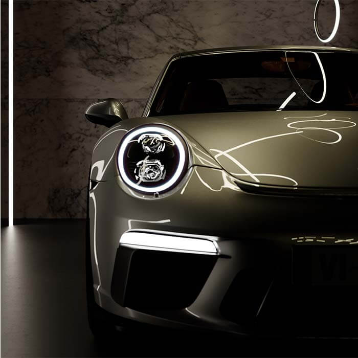 Porsche 911 gt3 in a 3D Interior Virtual Space