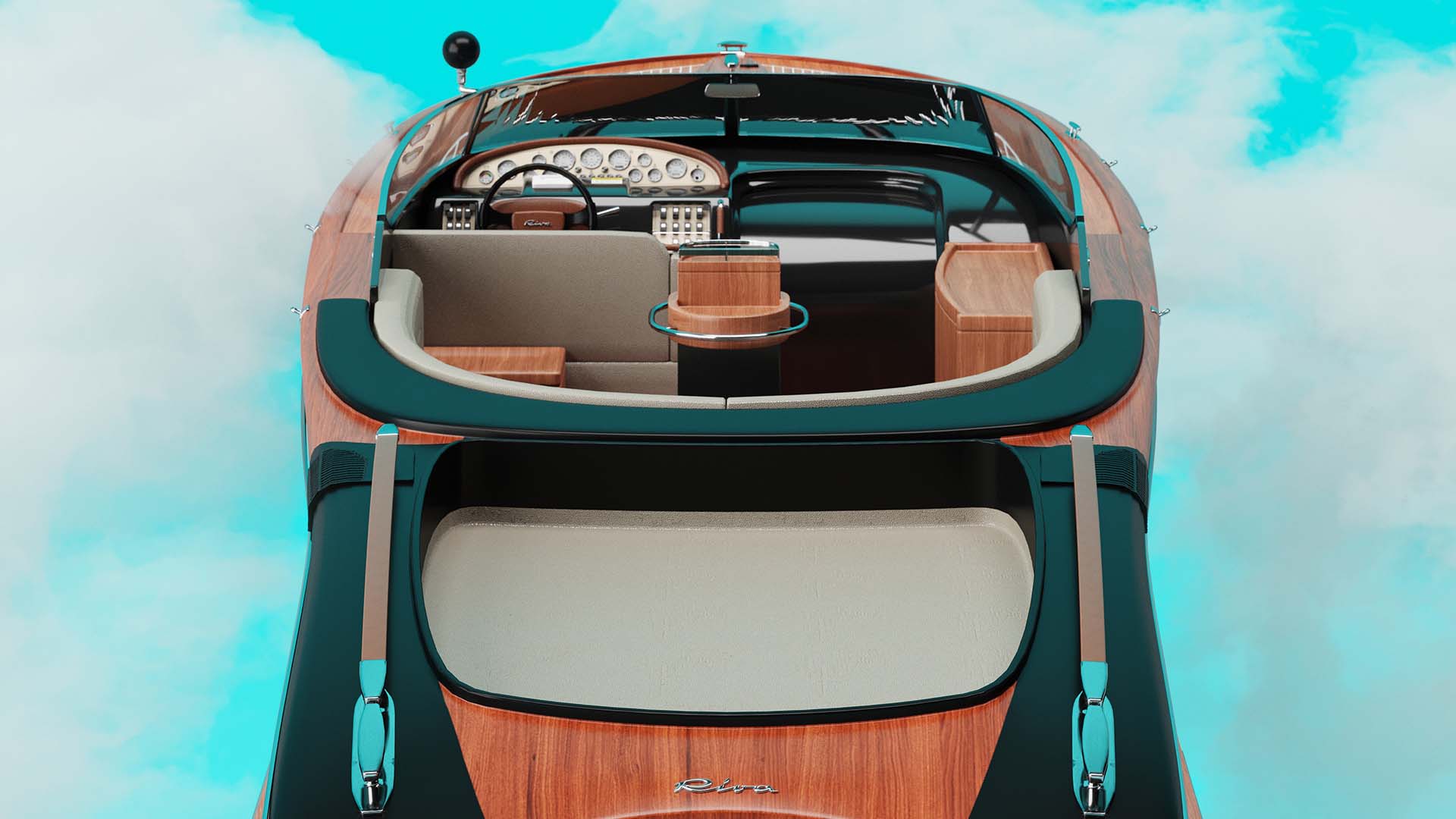 Riva Aquariva super yacht inside the abstract virtual space