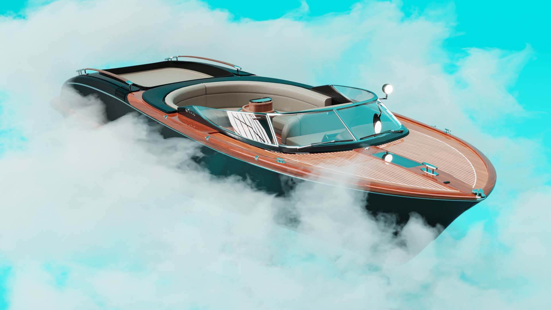 Riva Aquariva super yacht inside the abstract virtual space